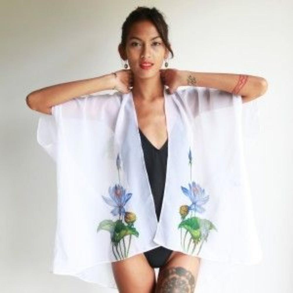 TIKIYOGI Limited Edition Hand Painted Lotus Kimono